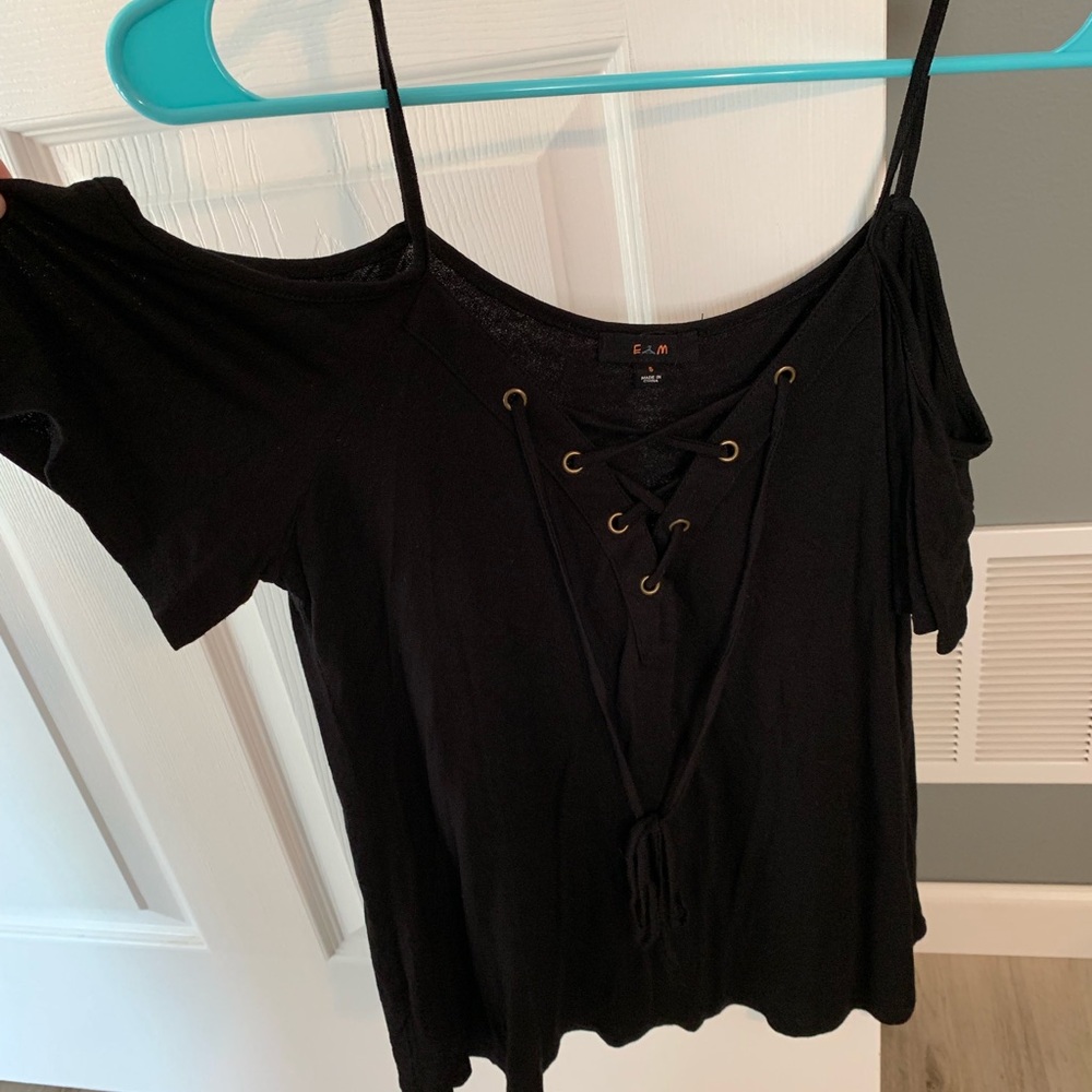 Black lace up top